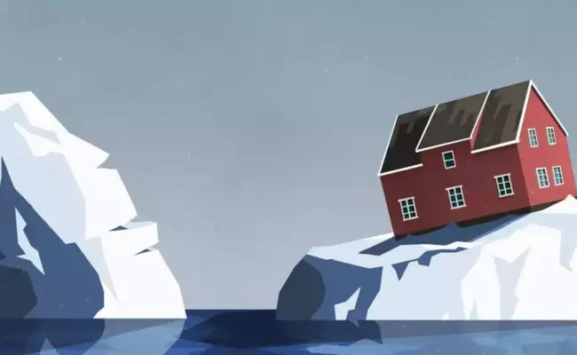 Graphic of a small house no an iceberg